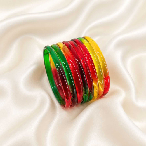 Multicolor Plain Glass Bangles Set of 8 SRW-9041