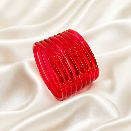 Classic Red Glass Bangles Set of 8 SRW-9056