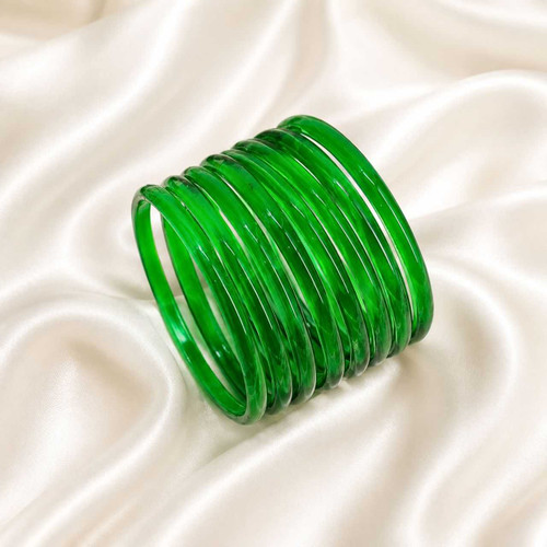 Classic Green Glass Bangles Set of 8 SRW-9057