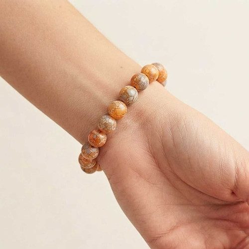 Natural Marble Stone Beaded Stretch Bracelet Bala-38