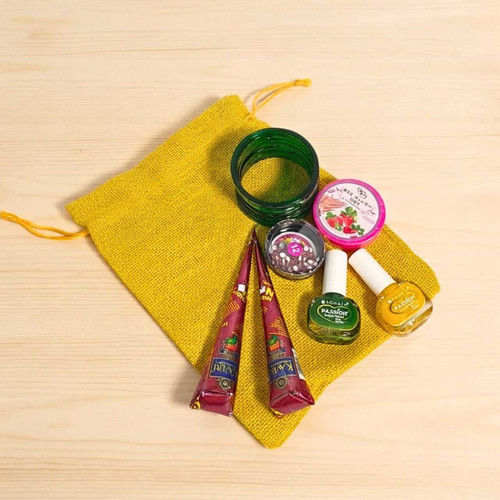 Personalized Shrawan Essentials Jute Gift Pouch SPM-867