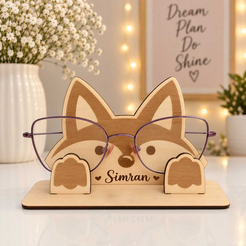 Personalized Wooden Fox Eyeglass Holder Stand WP-2