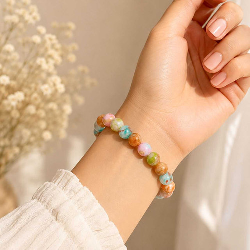 Multi-Color Marbled Beaded Stretch Bracelet Bala-44