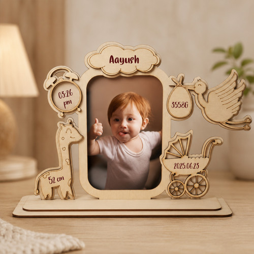 Personalized Newborn Milestone Keepsake Wooden Frame WP-7