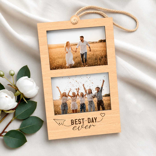 Personalized Wooden Double-Layer Hanging Photo Frame WP-8