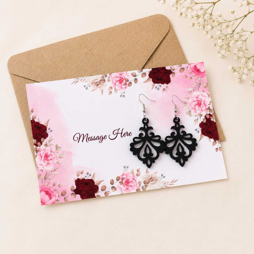 Personalized Card & Acrylic Earrings Gift Set DKG-1408