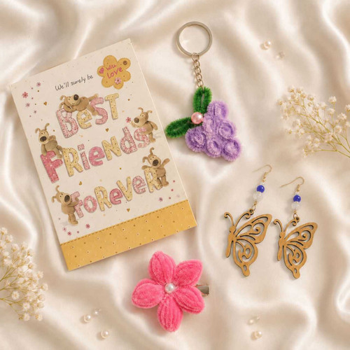 Best Friends Forever Card With Wooden Earing Gift Set DKG-1410