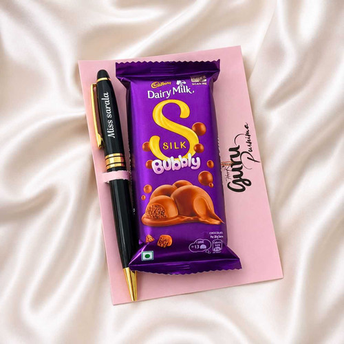 Personalized Pen & Chocolate Gift with Guru Purnima Card DKG-1428