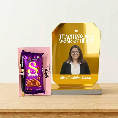 Teacher's Day Special Wooden Photo Board & Chocolate Gift Set DKG-1460