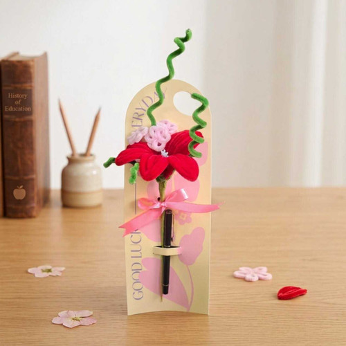Teacher Appreciation Gift Set with Fuzzy Flowers & Personalized Pen JNK-7635