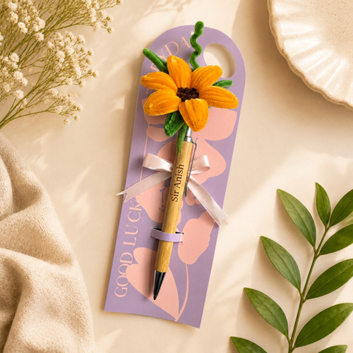 Fuzzy Lily Flower & Personalized Pen