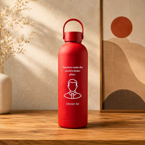 Personalized Teachers Day Special Matte Red Bottle DKG-1503