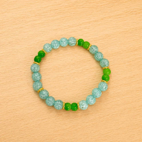 Green and Frosted Crystal Bead Stretch Bracelet Bala-57