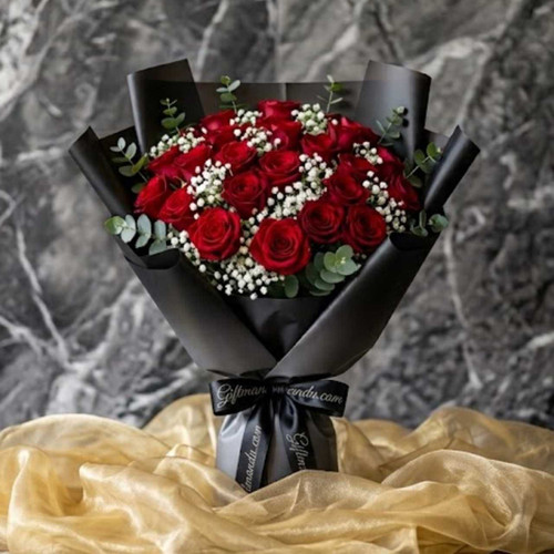 Classic 25 Red Roses with Black Bow FL-5