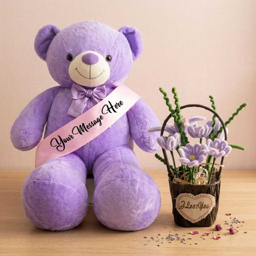 47-Inch Purple Teddy Bear & Fuzzy Lily Basket Gift Set SPM-872