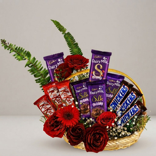 Chocolates & Flowers Gift Basket