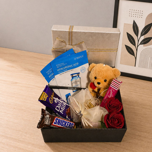 Teddy Keychain with Beauty Accessories & Roses Gift for Her JNK-7681