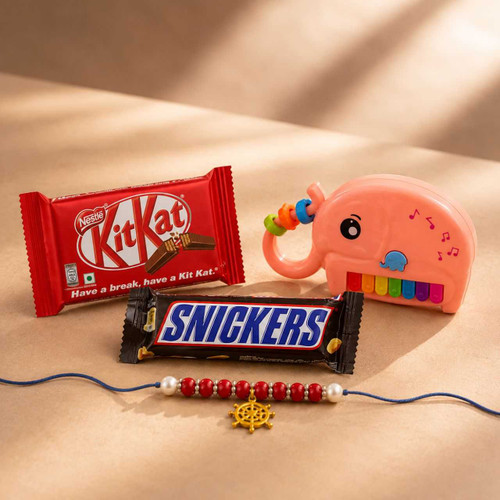 Mini Elephant Piano Toy With Rakhi Gift Set DKG-1570