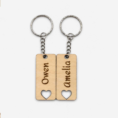 Personalized Wooden Couple Keyring WP-9