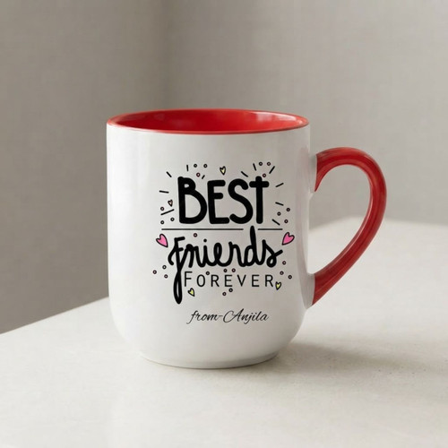 Best Friends Forever Personalized Red Handled Mug DKG-1578