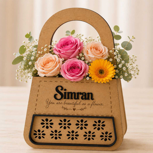 Personalized Floral Wooden Gift Bag WP-18
