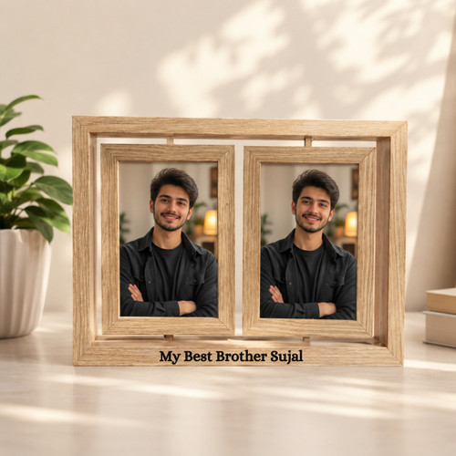 Best Brother Rotating Photo Frame with 4 Photos & Name Engraving