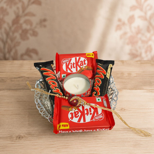 Chocolates, Candles & Rakhi Gift Set