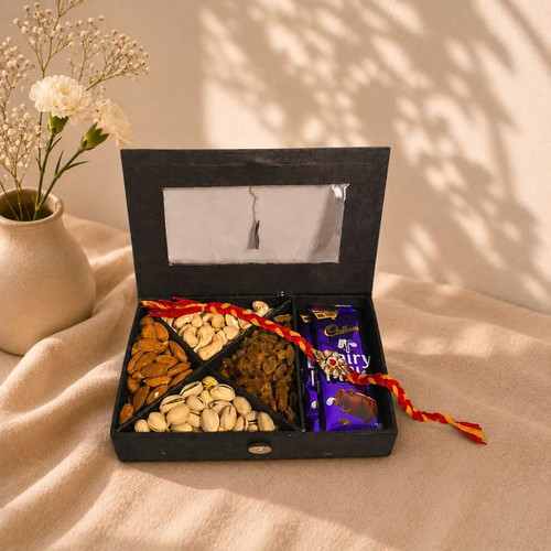 Dry Nuts with Chocolates & Rakhi Gift for Brother JNK-7706