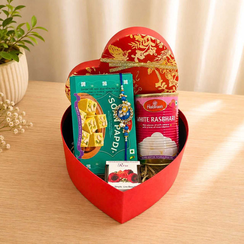 Beautiful Stone Rakhi with Sweet Celebration Box SK-3400