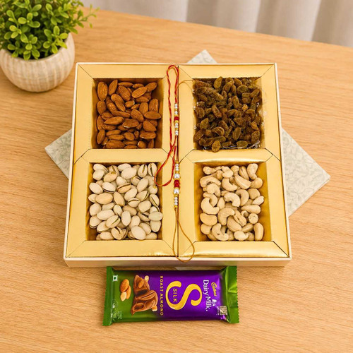 2 Rakhi with Dry Nuts & Chocolate Gift for Brother & Sister JNK-7728