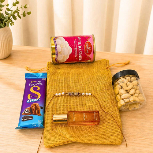 Raksha Bandhan Hamper With Rakhi & sweets SK-3412
