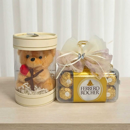 Ferrero Rocher, Teddy Keychain & Hair Clip for Her JNK-7737