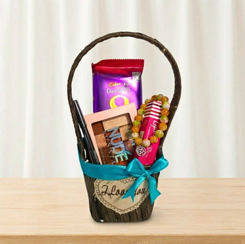 Makeup, Chocolate & Bracelet Gift Basket for Her JNK-7747