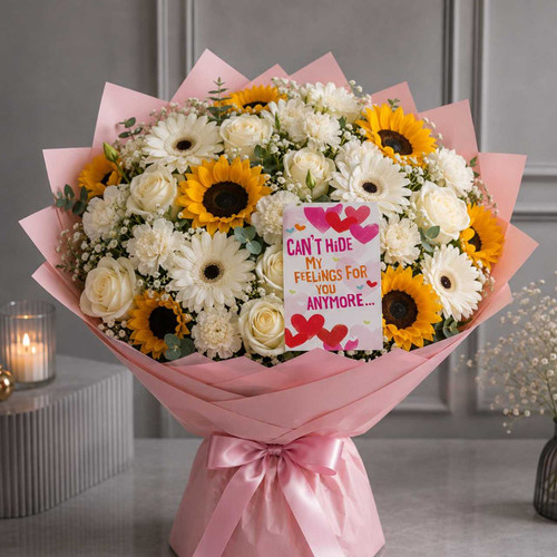 Hundred Mixed Flower Bouquet With Love Confession Card LUXE-106