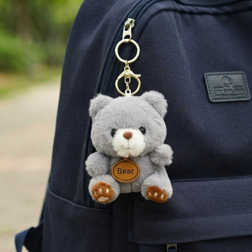 4-Inch Grey Bear Plush Keychain VT-1408