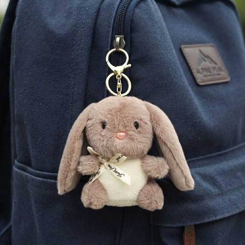5-Inch Soft Pearl Grey Rabbit Plush Keychain VT-1404