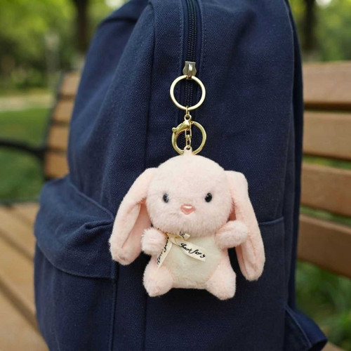 5-Inch Soft Pink Rabbit Plush Keychain VT-1402
