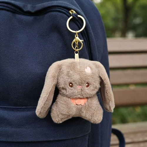 5-Inch Brown Rabbit Plush With Bow Keychain VT-1400