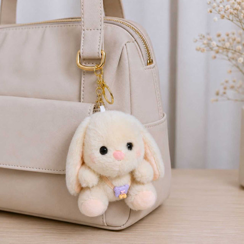 5.2-Inch Cream Bunny with Mini Bag Keychain VT-1396