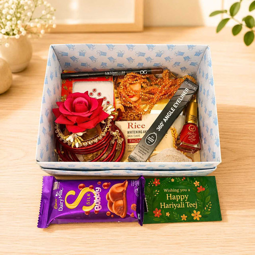 Teej Beauty Hamper with Chocolate & Bangles JNK-7765
