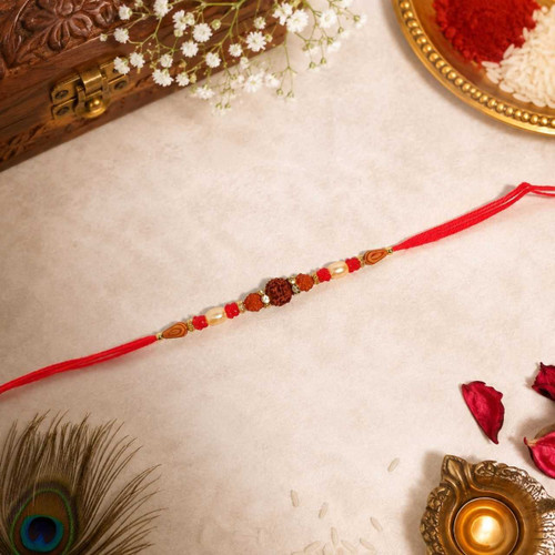 Traditional Rudraksha With Red Thread Rakhi RT-1151