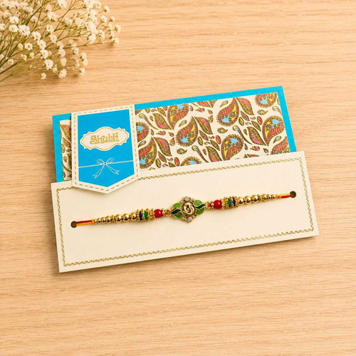 Traditional Om Rakhi with Colorful Beads RT-1155