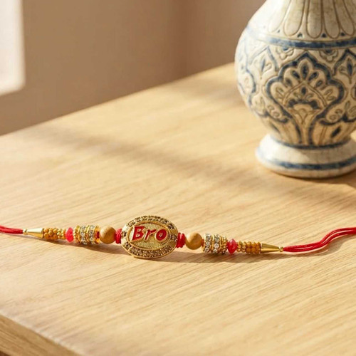 Bro Rakhi with Red Thread & Golden Beads RT-1162