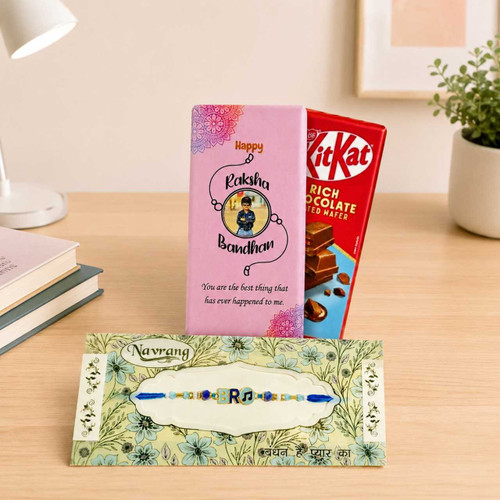 Special BRO Rakhi & Personalized Chocolate Gift Set SK-3436