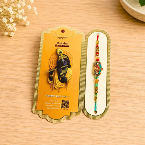 Krishna Theme Card With Om Center Rakhi RT-1172