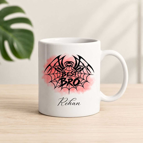Personalized Best Bro Mug with Spiderweb Design SK-3442