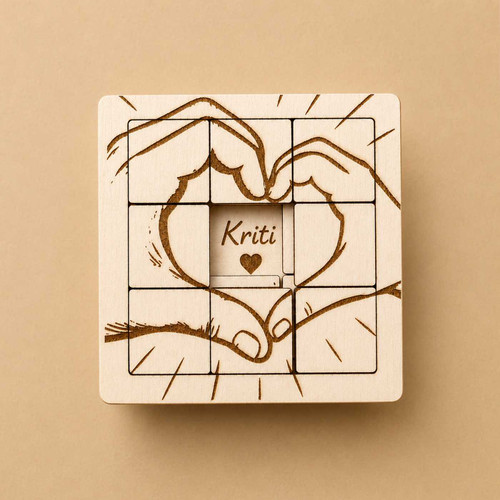 Personalized Wooden Heart-Hand Sliding Puzzle WP-56