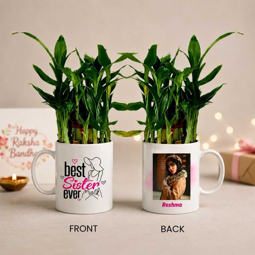 Best Ever Sister Mug with 2 Layer Bamboo Plant & Personalized Photo JNK-7795
