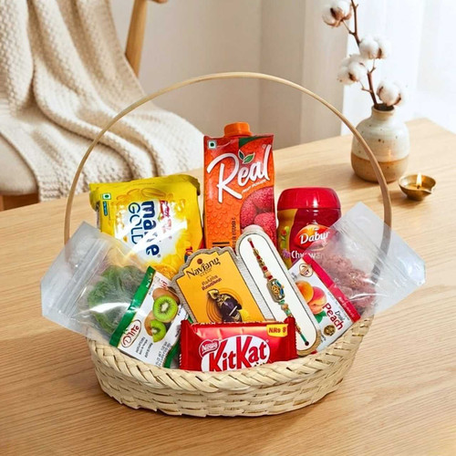 Festive Rakhi Gift Basket with Real Juice & Dry Fruits JNK-7802