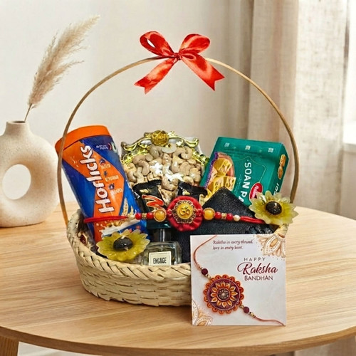 Rakhi Gift Combo with Perfume, Horlicks & Sunflower Candle